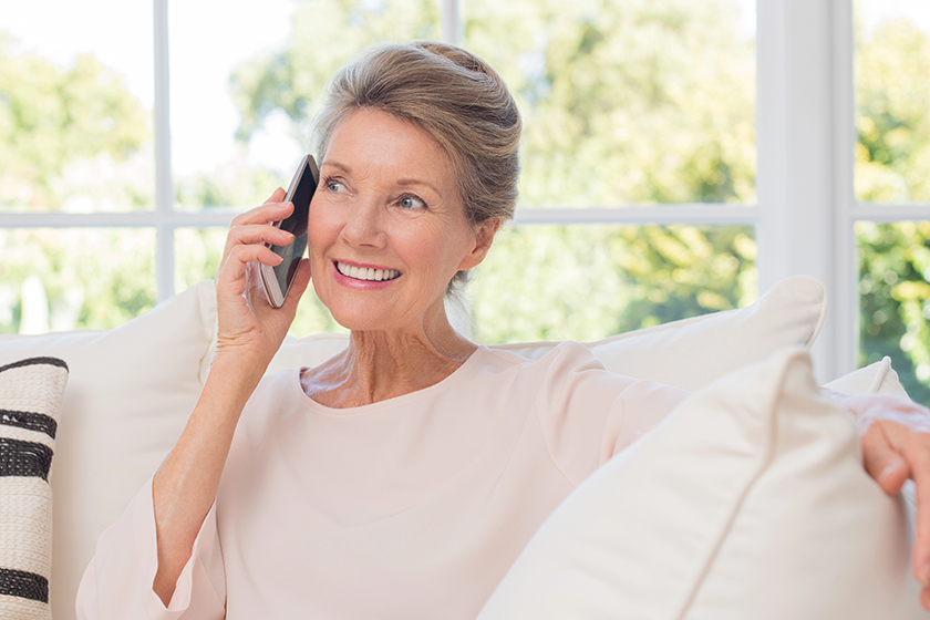 Older woman talking on phone 